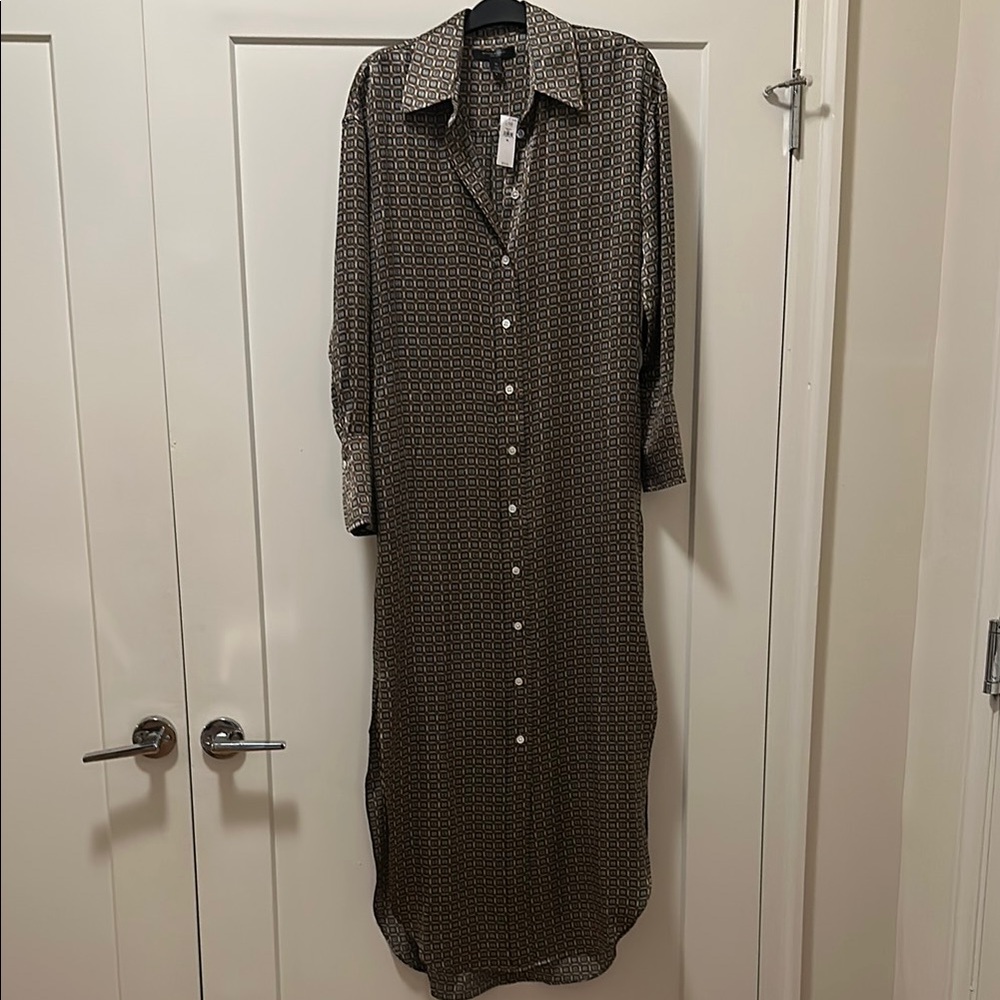 BR Muse Silk Maxi Shirt Dress